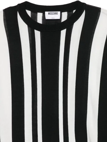 Pulover Moschino cu dungi cu autograf negru
