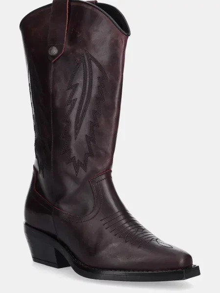 Кожени каубойски ботуши Steve Madden Wallace с дебел бордо