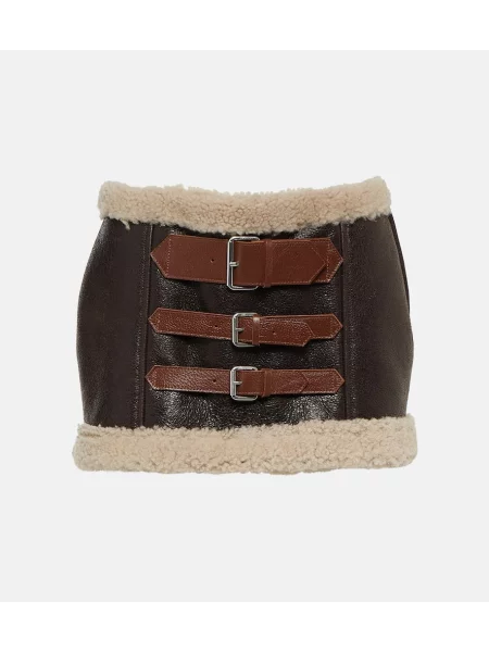 Fustă din piele Blumarine maro