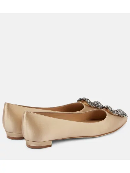 Saténové baleríny Manolo Blahnik hnedá