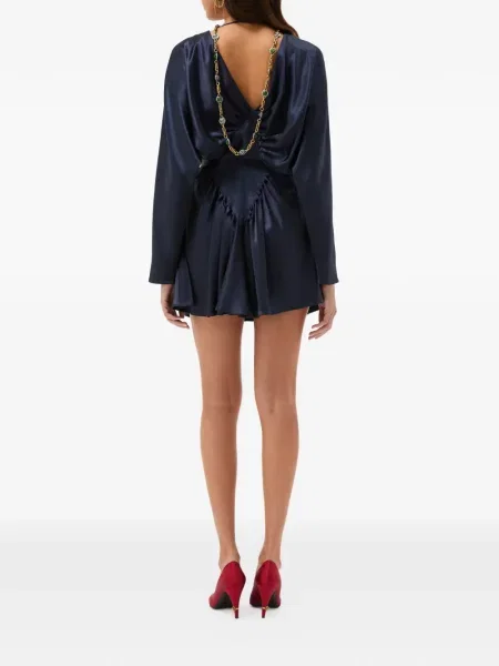 Rochie mini Versace cu decolteu în V de costum mini albastru