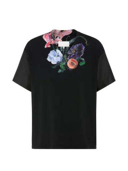 Tricou grafic Maison Margiela cu model floral cu imagine negru