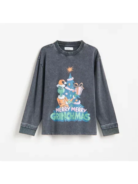 Reserved Vánoční tričko Grinch tmavě šedá