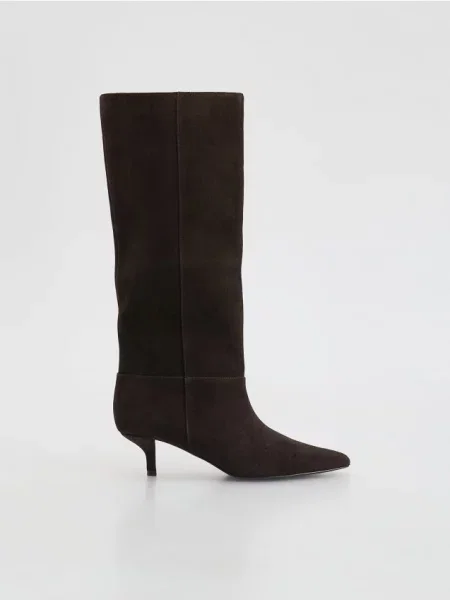 Замшевые ботфорты Reserved коричневые