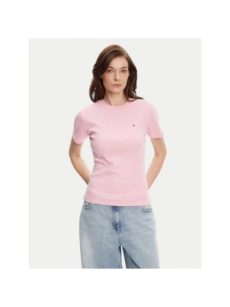 Tommy Hilfiger Marškinėliai New Cody Slim Fit rožinė