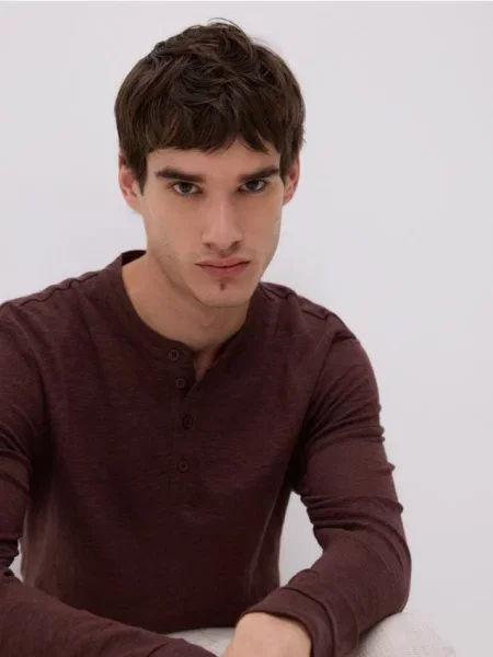 Льняной лонгслив Reserved красный