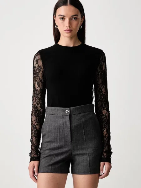 Tricou cu mânecă lungă Pinko de lână negru
