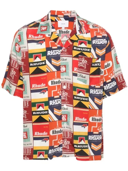 Риза Rhude с принт оранжево
