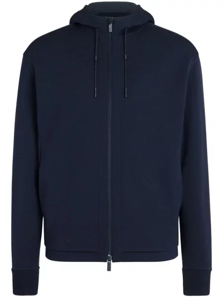 Hanorac cu glugă Zegna de lână albastru