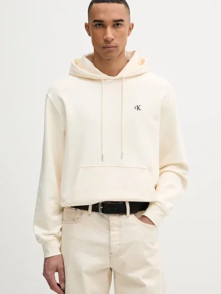 Calvin Klein Jeans hanorac cu glugă bărbătesc din bej
