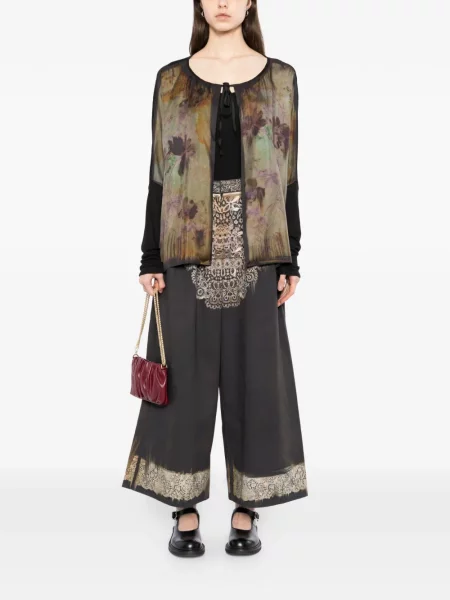 Pantaloni Ia London cu model floral cu imagine negru