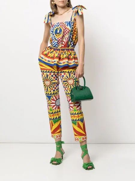 Raštuotos kelnės Dolce & Gabbana raudona