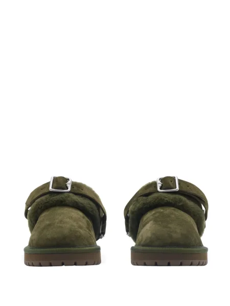 Papuci tip mules Burberry din piele de căprioară verde
