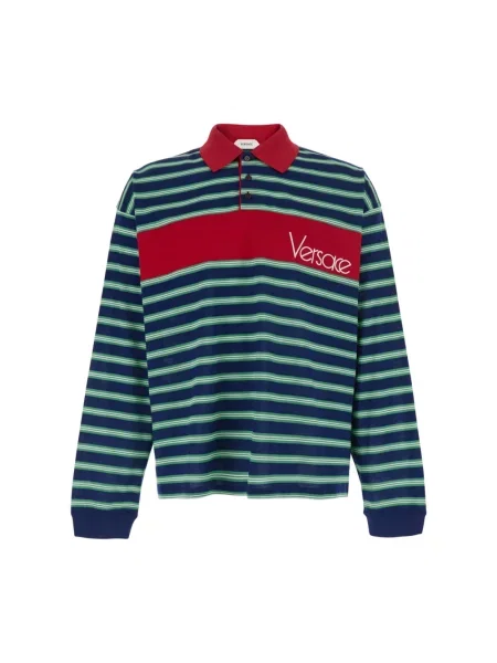 Koszulka polo Versace w paski z paskiem