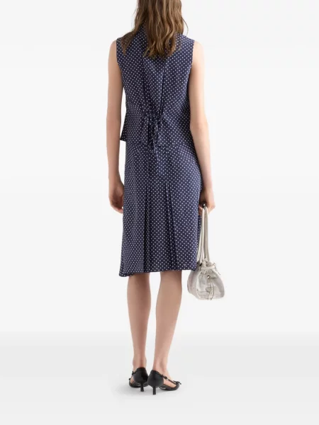 Selyem ujjatlan pöttyös ing Prada kék
