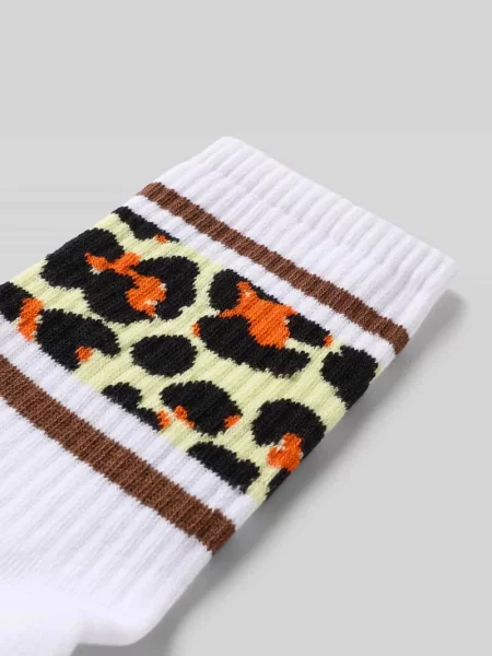 Skarpety z nadrukiem skóry leoparda Happy Socks białe