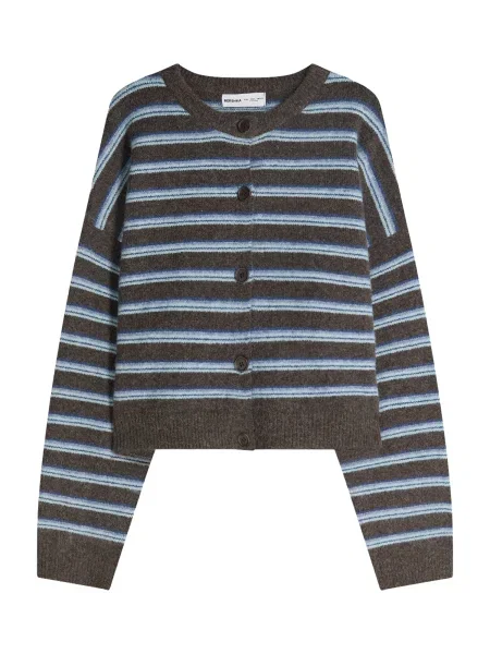 Bershka Pulover svetlo / temno rjava modra