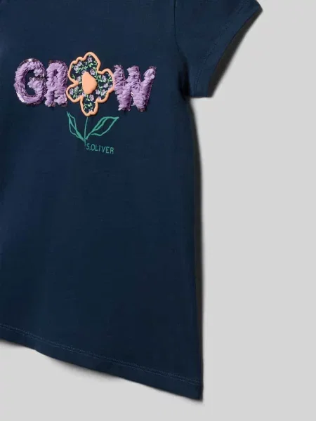 T-shirt o pudełkowym kroju a z czystej bawełny S.oliver Red Label granatowa