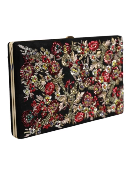 Kopertówka Dolce And Gabbana zamszowa w kwiatki czarna