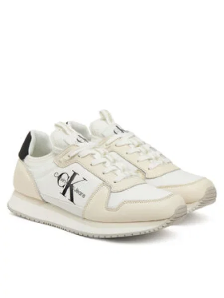 Calvin Klein Jeans Sneakersy Runner Sock Laceup Ml Lth bílá