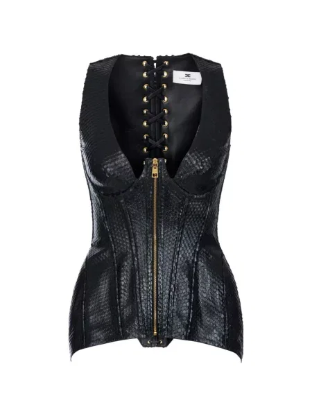 Vestă Elisabetta Franchi din piele negru