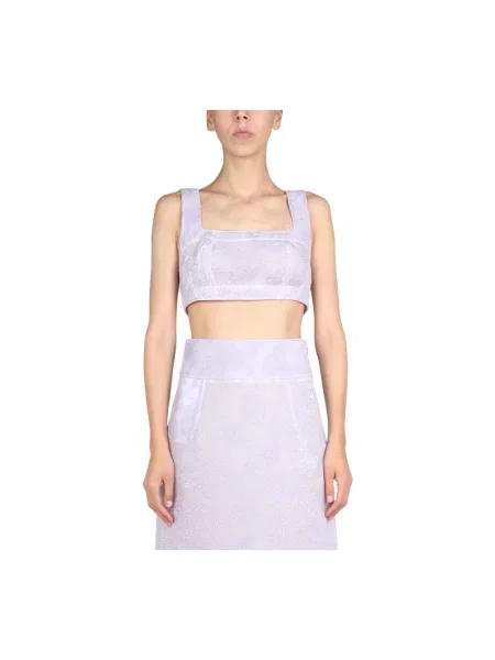 Haftowana bluzka Jil Sander fioletowa