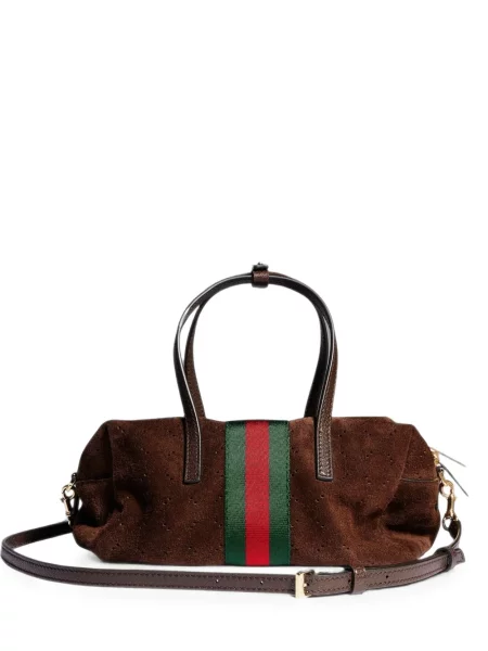 Geantă shopper Gucci din piele de căprioară maro