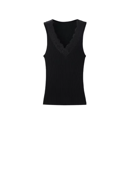 MANGO Top brodat BIBI' negru
