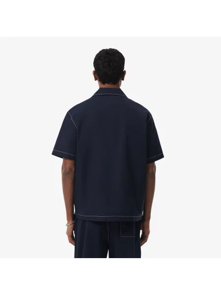 Lacoste Koszula Z Krótkim Rękawem Relaxed Fit granatowa