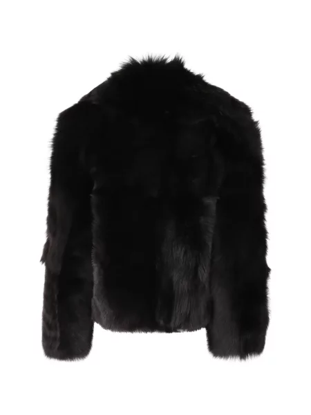 Gulerat geacă Blancha din piele de oaie negru