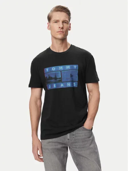 Tommy Jeans T-Shirt Photo Flag μαύρο