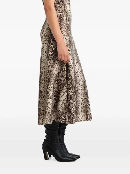 Fustă midi Cara Cara de lână cu imagine cu model piele de șarpe