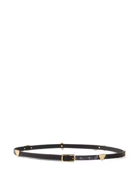 Curea Claudie Pierlot din piele cu aplicații cu motiv cu inimi negru