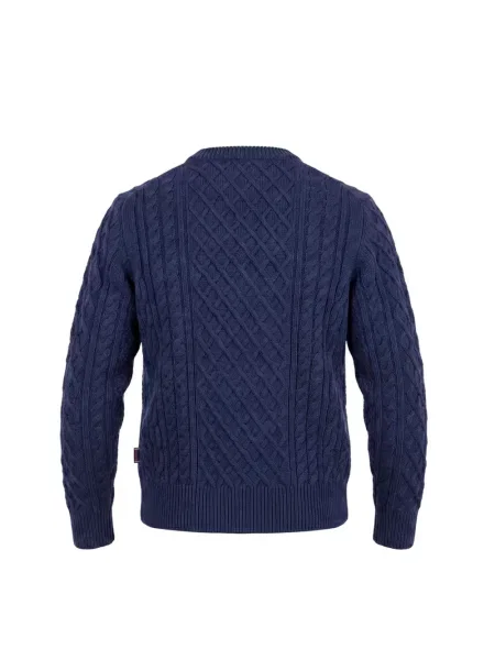 Sweter Sebago wełniany z okrągłym dekoltem niebieski