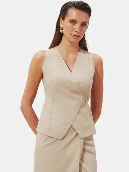 Жилет Seventeen льон/віскоза бежевий