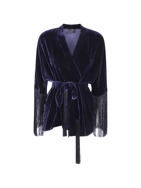 Cardigan Antonelli cu franjuri albastru