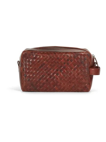 Torba na laptopa Howard London skórzana pleciona brązowa