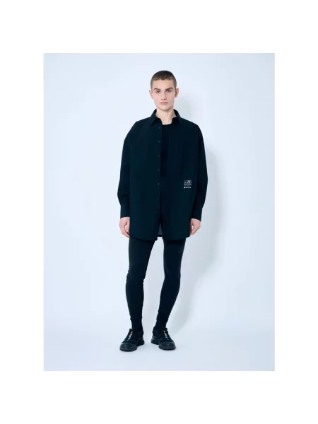 Koszula Mm6 Maison Margiela ze stretchu z logo czarna