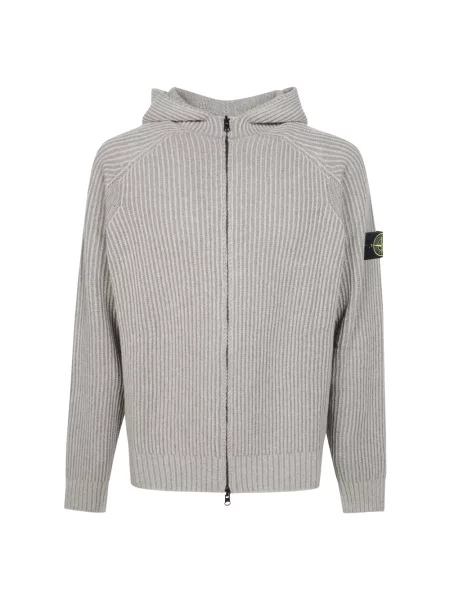 Kardigan Stone Island z kaszmiru z kapturem z kamieniami beżowy
