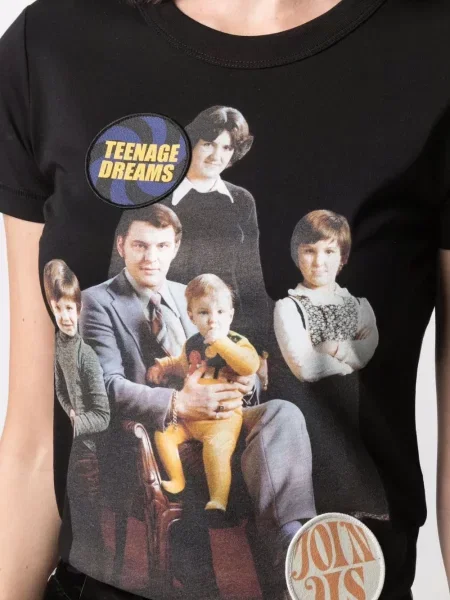 Тениска Raf Simons с принт черно