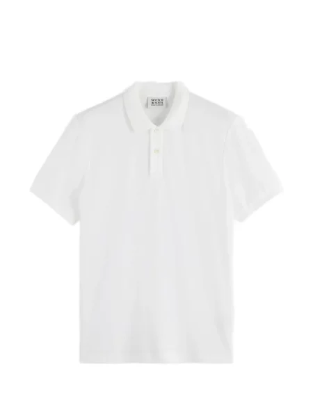 Tricou polo Scotch & Soda cu autograf alb