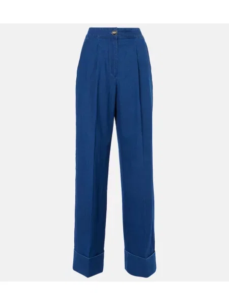 Jeansy Valentino z wysoką talią plisowane niebieskie