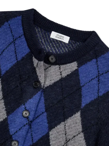 Cardigan Studio Tomboy cu model argyle albastru