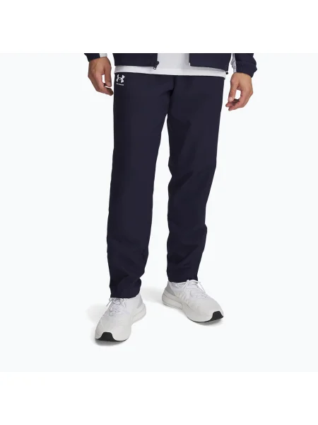 Pantaloni pentru bărbați Under Armour Rival Woven Windbreaker Pant midnight navy/midnight navy/white alb