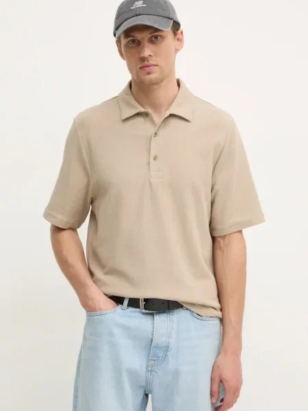 Polo majica Filippa K bez uzorka bež