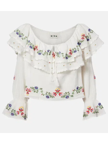 Top Rixo cu volane alb