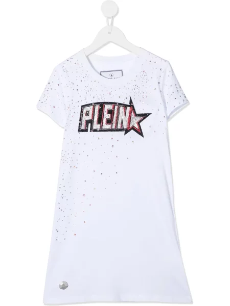 Sukienka koszulowa dziecięca Philipp Plein biała
