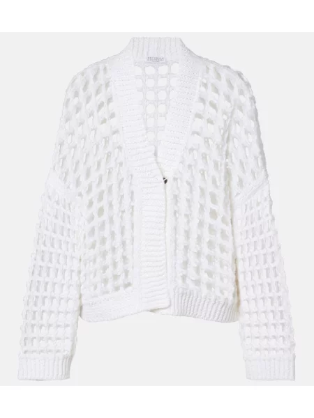 Cardigan Brunello Cucinelli tricotate alb