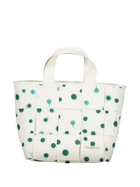 Taškuota shopper rankinė Desigual su aplikacija balta