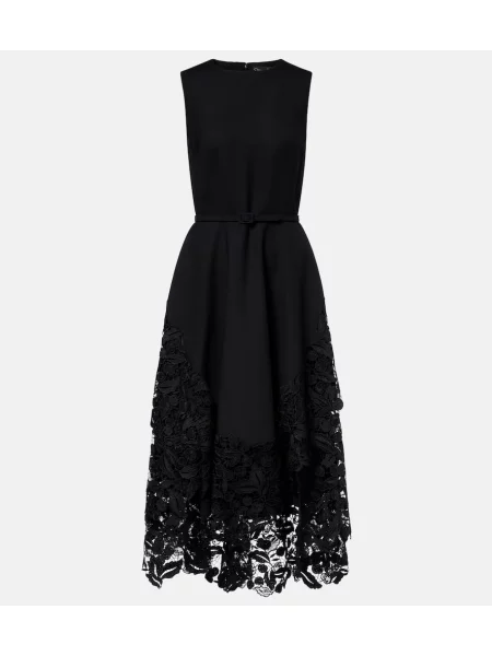 Sukienka koktajlowa Oscar De La Renta wełniana garniturowa czarna